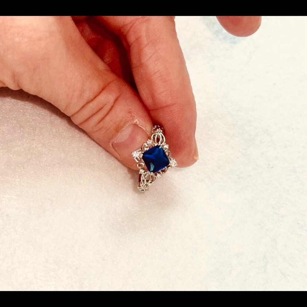 1pc European And American Fashionable Simple Engagement Ring Set With Bl… - Picture 8 of 14